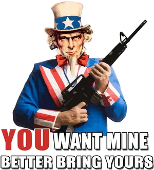 Uncle Sam Armed Message PNG Image