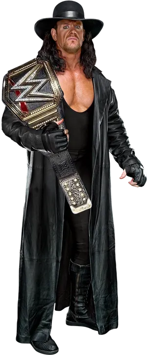 Undertaker W W E Champion Pose PNG Image