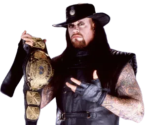 Undertaker_with_ Championship_ Belt PNG Image