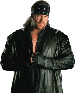 Undertaker Wrestlerin Black Leather PNG Image