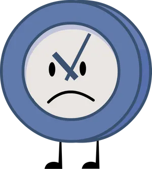 Unhappy Animated Clock Character PNG Image