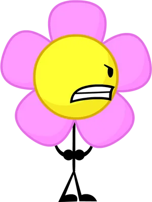 Unhappy Flower Cartoon PNG Image