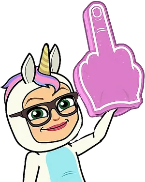 Unicorn Character Raising Middle Finger PNG Image