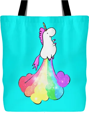 Unicorn Fart Rainbow Tote Bag PNG Image