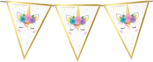 Unicorn Themed Party Banner Design PNG Image