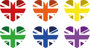 Union Jack Hearts Variety Colors PNG Image