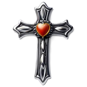 Unique Chrome Heart Cross Image Png Oxp PNG Image