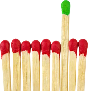 Unique Green Matchstick Among Reds.jpg PNG Image