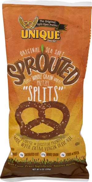 Unique Sprouted Whole Grain Pretzel Splits Packaging PNG Image