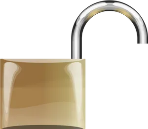 Unlocked Golden Padlock PNG Image