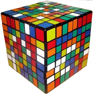 Unsolved Large Rubik Cube Puzzle PNG Image