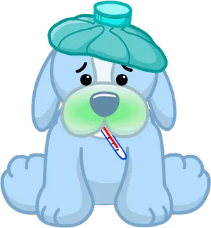 Unwell Cartoon Dog Illustration PNG Image