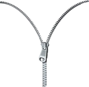 Unzipped Silver Zipper PNG Image