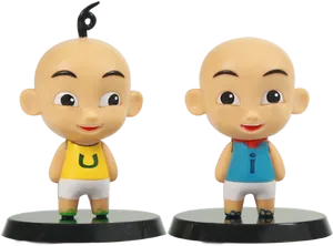 Upin Ipin Figurineson Display PNG Image