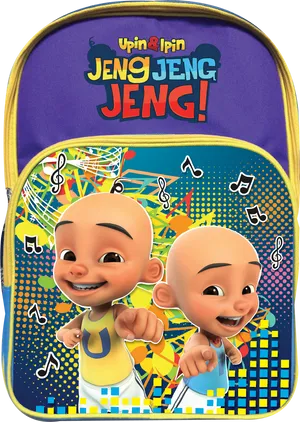 Upin Ipin Musical Backpack PNG Image