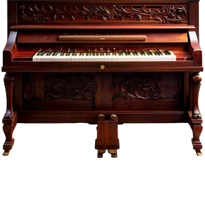 Upright Piano With Detailed Carvings Png Bvh PNG Image