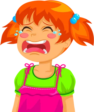 Upset Cartoon Child Crying PNG Image