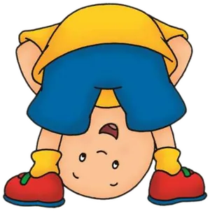 Upside Down Caillou Cartoon PNG Image