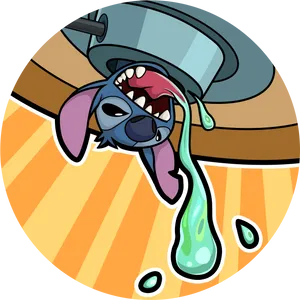 Upside Down Stitch Cartoon PNG Image