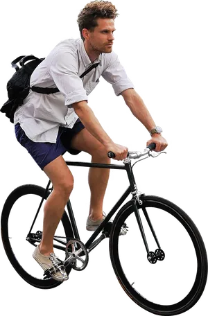 Urban Commuter Cycling PNG Image