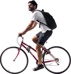 Urban Cyclistwith Backpack PNG Image