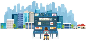Urban Development Control Room PNG Image