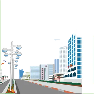 Urban Landscape Vector Illustration PNG Image