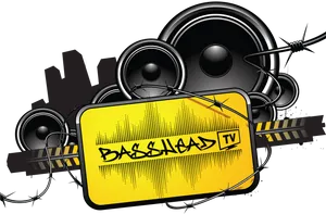 Urban Music Speakers Barbwire Graphic PNG Image