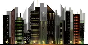 Urban Skyline Night Illustration PNG Image