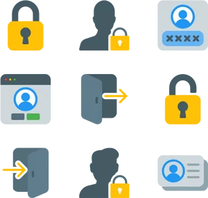 User Authentication Icons Set PNG Image