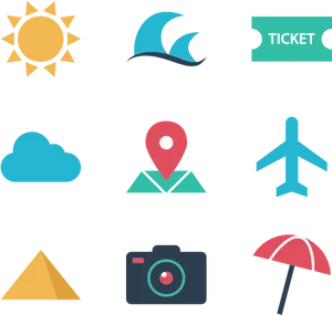 Vacation Travel Icons Set PNG