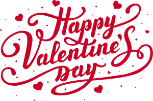 Valentines Day Cursive Text Red Hearts PNG Image