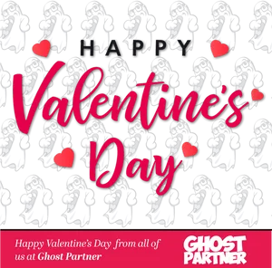 Valentines Day Ghost Theme Greeting PNG Image