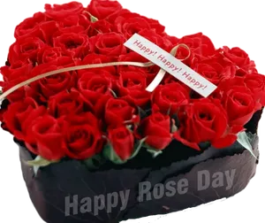 Valentines Day Red Roses Heart Shaped Arrangement PNG Image