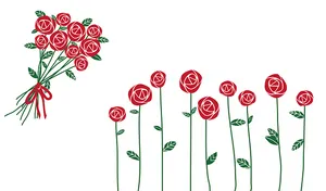 Valentines Day Red Roses Illustration PNG Image