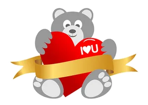 Valentines Day Teddy Bear Holding Heart PNG Image