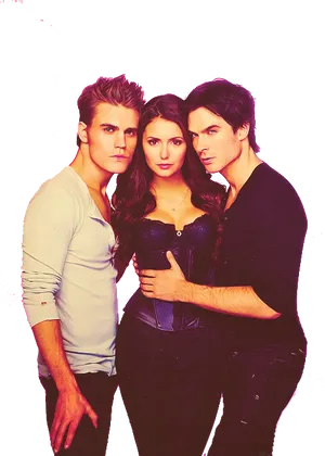 Vampire_ Diaries_ Trio_ Pose PNG Image