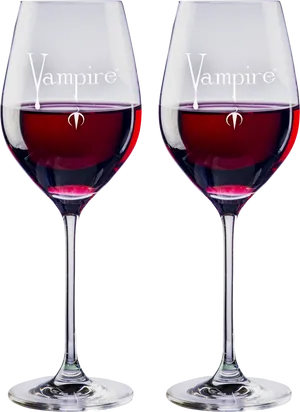 Vampire Themed Wine Glasses PNG Image