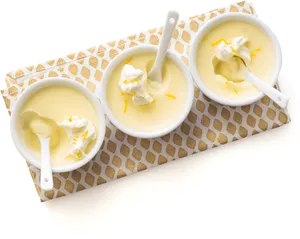 Vanilla Custard Dessert Three Cups PNG Image