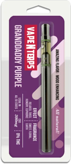 Vape Pen_ Granddaddy Purple_ Packaging PNG Image