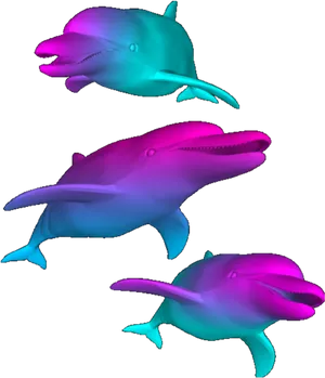 Vaporwave Aesthetic Dolphins PNG Image