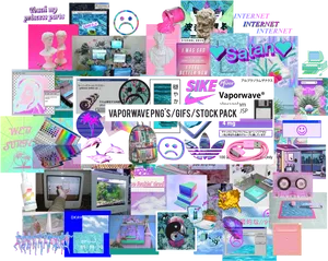 Vaporwave Collage Aesthetic PNG Image