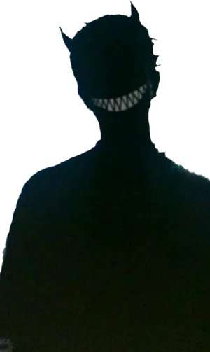 Vaporwave_ Shadowed_ Demon_ Silhouette PNG Image