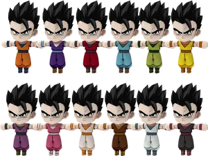 Variationsof Animated Character Outfits PNG Image