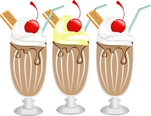 Variety Milkshakes Illustration PNG Image