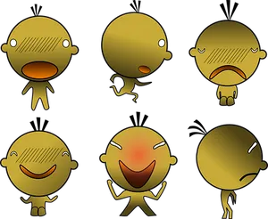 Variety_of_ Cartoon_ Emotions PNG Image