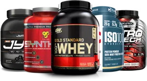 Variety Protein Supplements Containers PNG Image