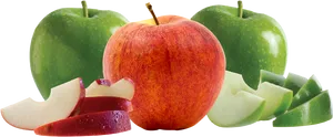 Varietyof Applesand Slices PNG Image