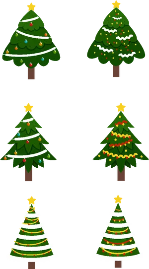 Varietyof Christmas Trees Vector PNG Image