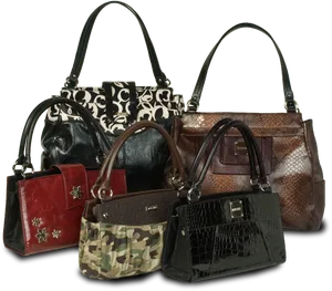 Varietyof Designer Purses PNG Image